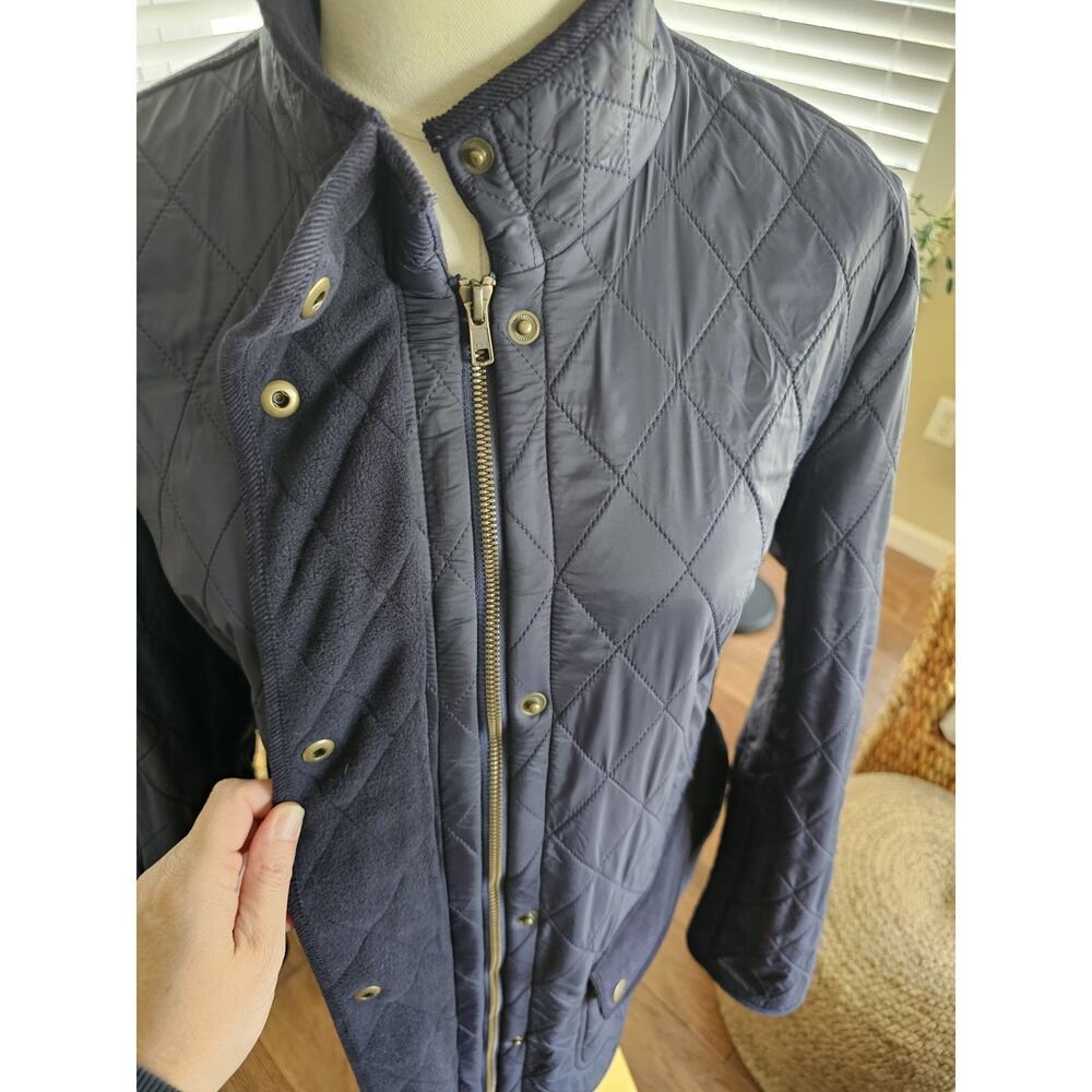 TALBOTS Navy Quilted Mid Length Barn Jacket Size L Equestrian Preppy - Picture 7 of 10